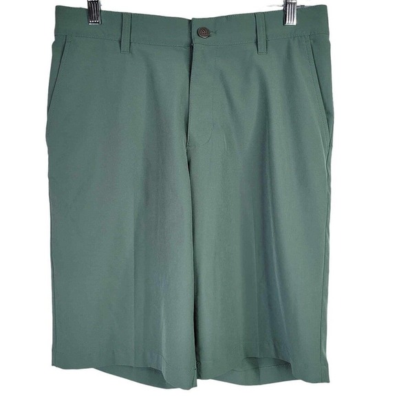 Adidas Men's Golf Shorts Chino Green Size 30 Stretch Pocket Logo Button - Picture 2 of 13